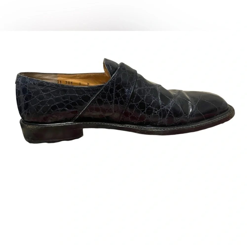 MAURI Alligator BLUE Oxford Monk Strap Alligator Buckle Shoes Men's Size 9